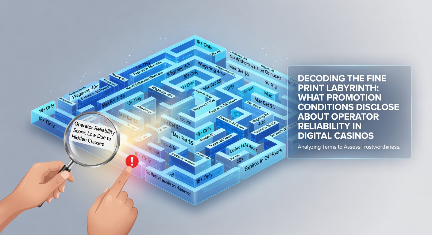 Illustration of fine print terms and conditions in digital casino promotions highlighting key clauses and restrictions