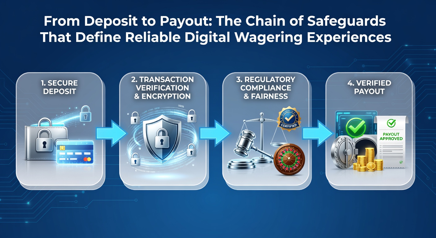 Chain of digital wagering safeguards from deposit verification to secure payout processing
