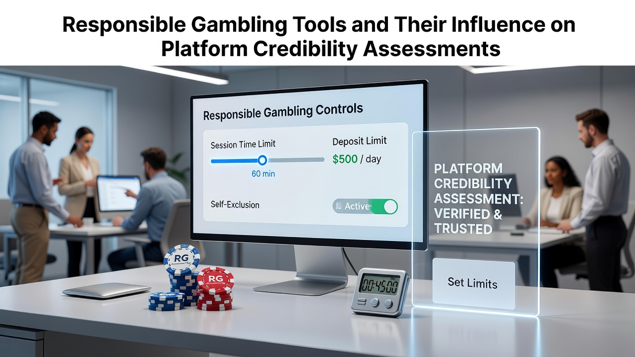 Illustration of responsible gambling tools including deposit limits and self-exclusion options on a digital betting interface