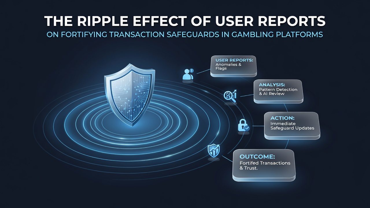 Illustration showing data flow from user reports to strengthened transaction systems on gambling platforms