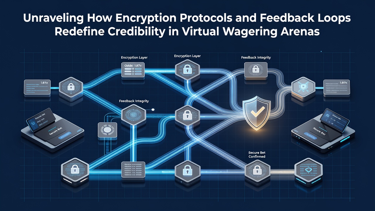 Illustration showing secure encryption layers protecting digital betting transactions alongside user feedback cycles